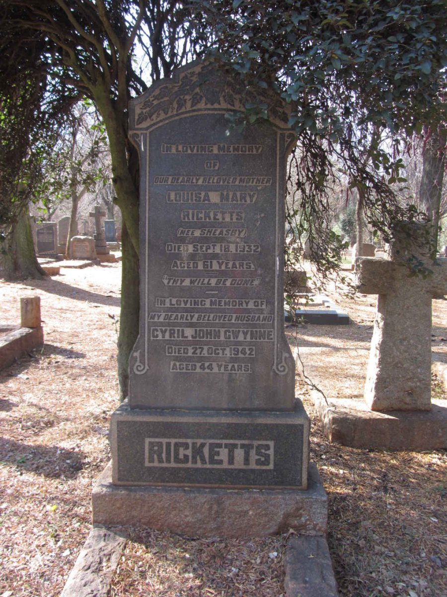 RICKETTS Cyril John Gwynne -1942 &amp; Louisa Mary SHEASBY -1932