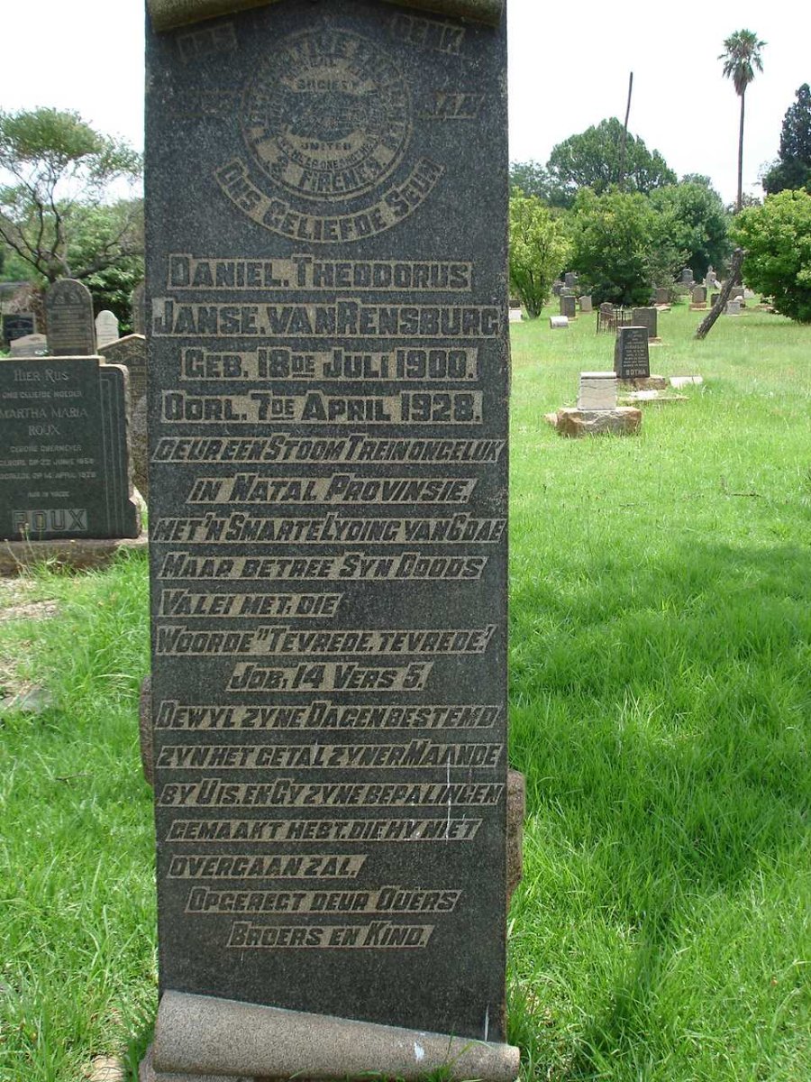 RENSBURG Daniel Theodorus, Janse van  1900-1928