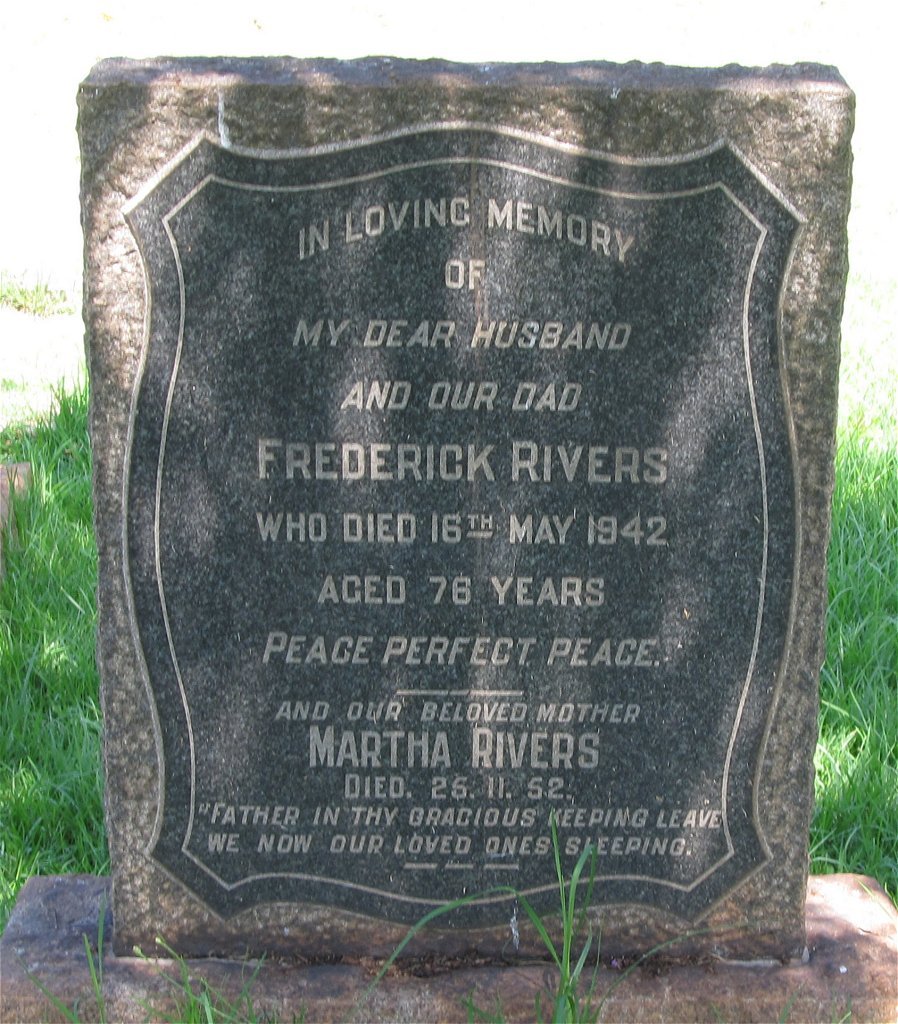 RIVERS Frederick -1942 &amp; Martha -1952