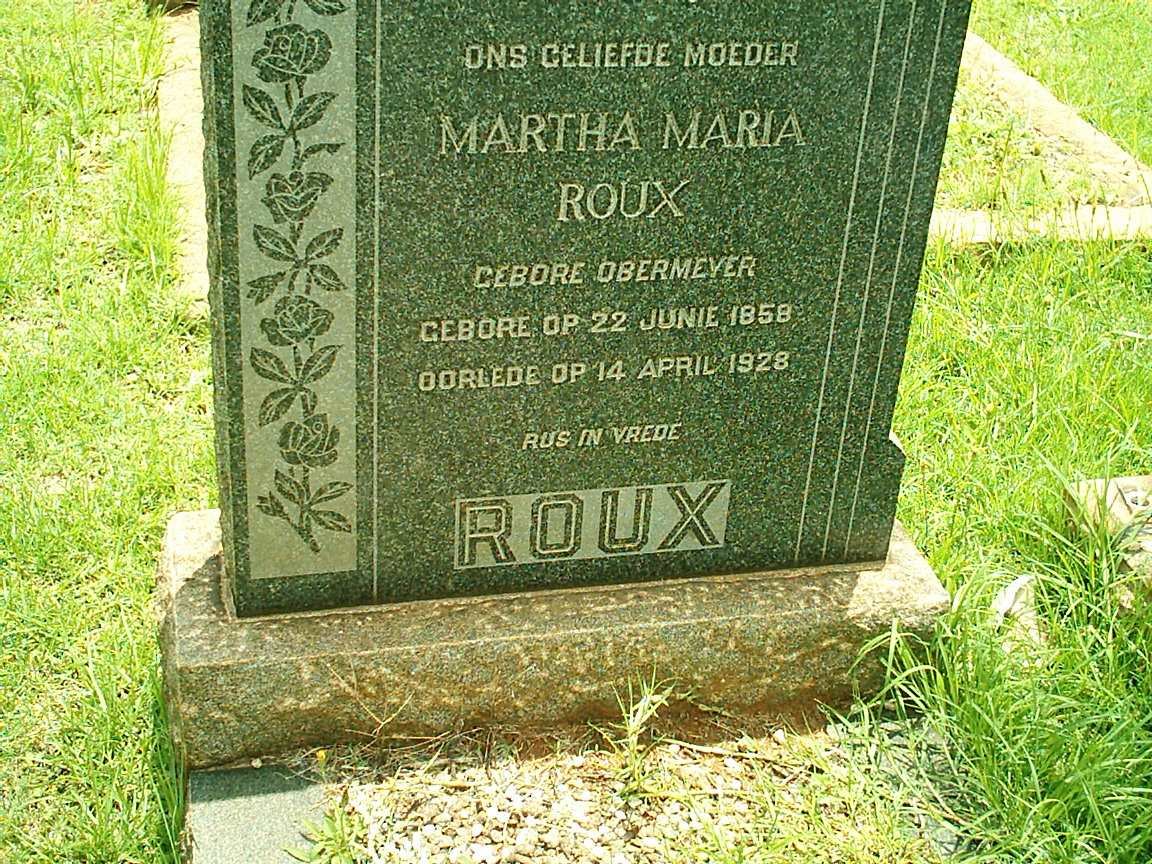 ROUX Martha Maria nee OBERMEYER 1858-1928