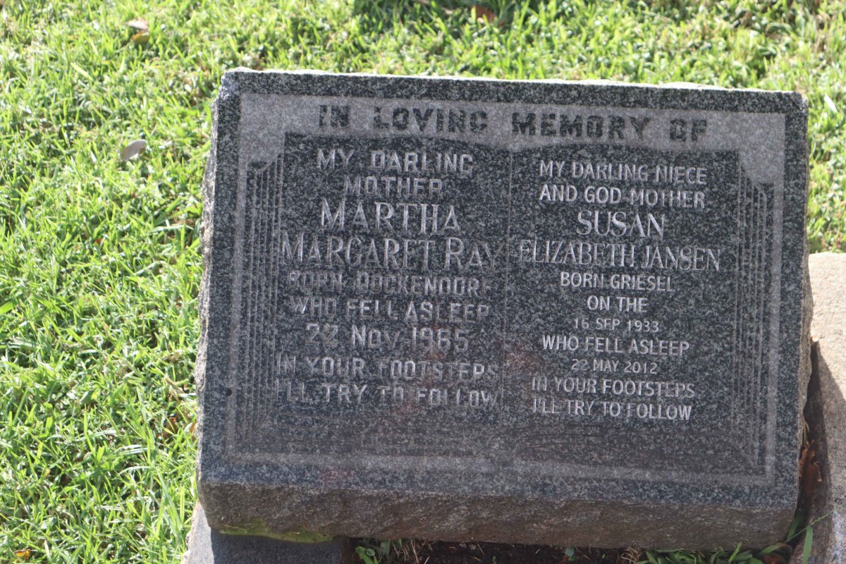 RAY Martha Margaret nee DOCKENDORF -1965 :: JANSEN Susan Elizabeth nee GRIESEL 1933-2012