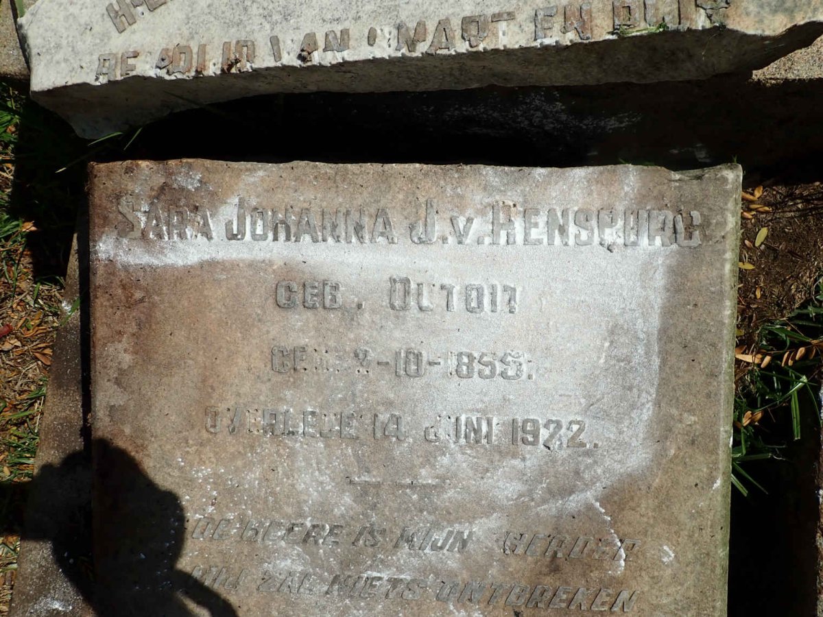 RENSBURG Jacobus, Janse van 1849-1934 &amp; Sara Johanna DU TOIT 1855-1922