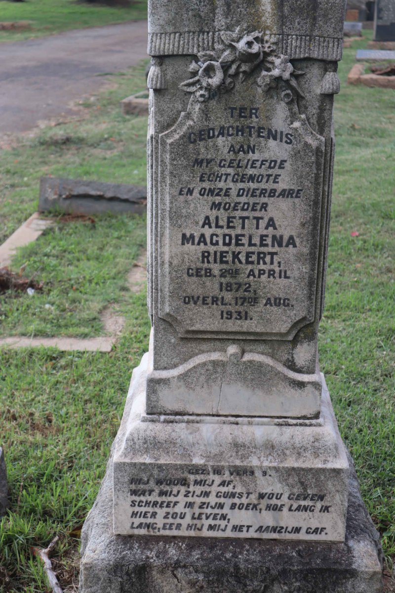 RIEKERT Aletta Magdelena 1872-1931