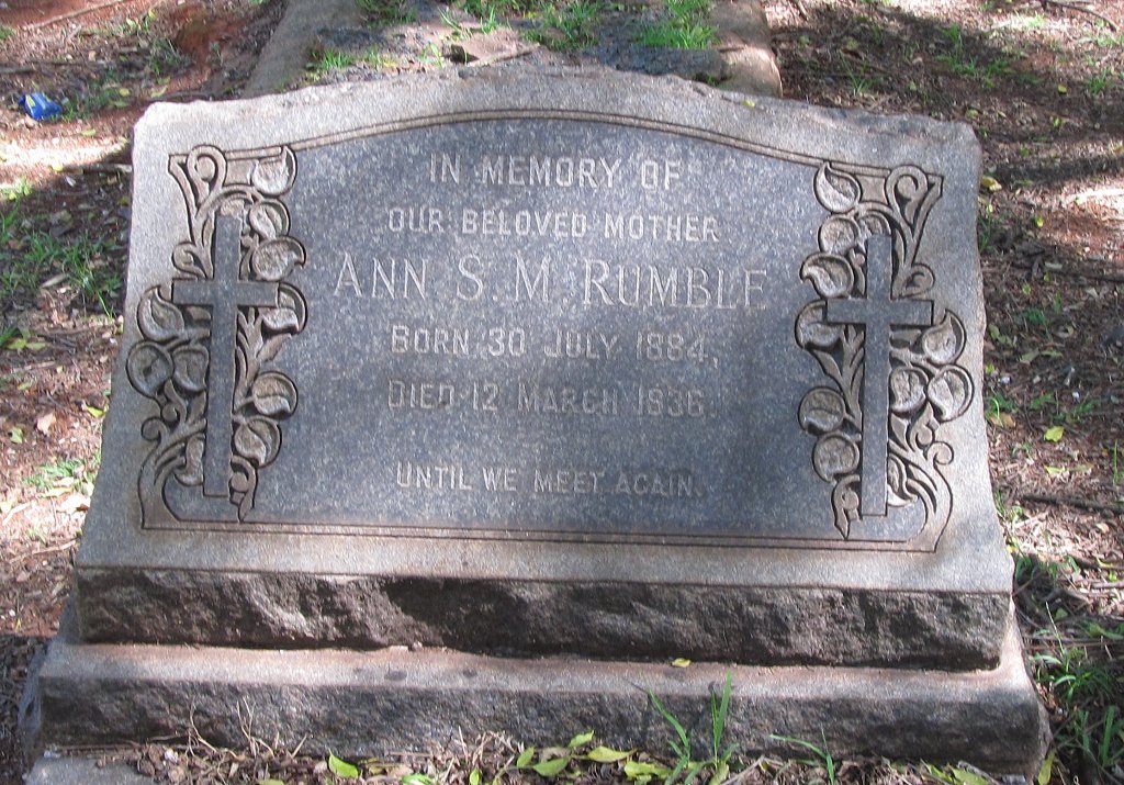RUMBLE Ann S.M. 1884-1936