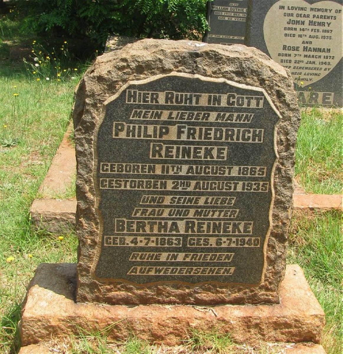 REINECKE Philip Friedrich 1865-1935 &amp; Bertha 1863-1940