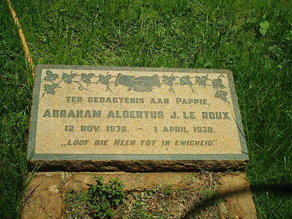 ROUX Abraham Albertus J., le 1876-1938