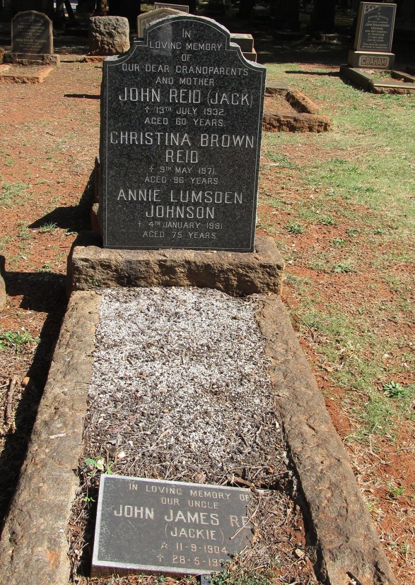 REID John -1932 &amp; Christina BROWN -1971 :: JOHNSON Annie Lumsden -1981