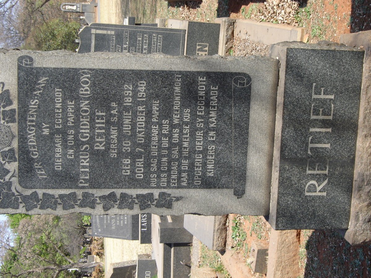 RETIEF Petrus Gideon 1892-1940