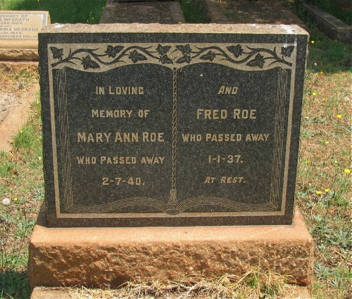 ROE Fred -1937 &amp; Mary Ann -1940