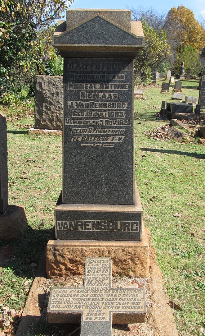 RENSBURG Micheal Antonie Nicolaas, J. van 1893-1928