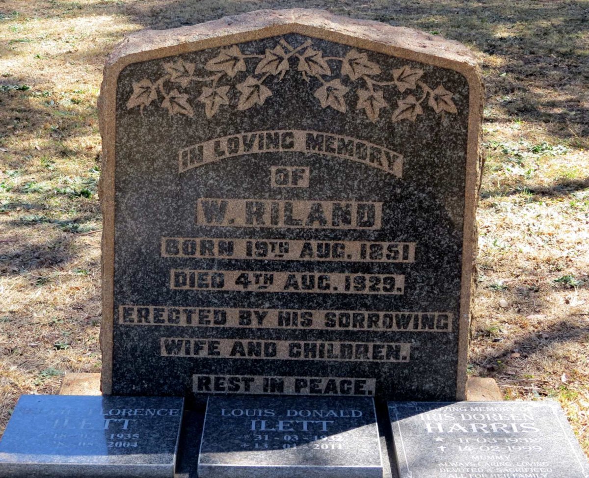 RILAND W. 1851-1929 :: ILETT Louis Donald 1932-2011 &amp; ? Florence 1935-2004 :: HARRIS Iris Doreen 1932-1999