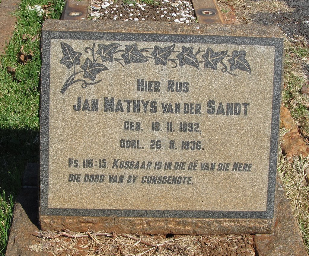 SANDT Jan Mathys, van der 1892-1936