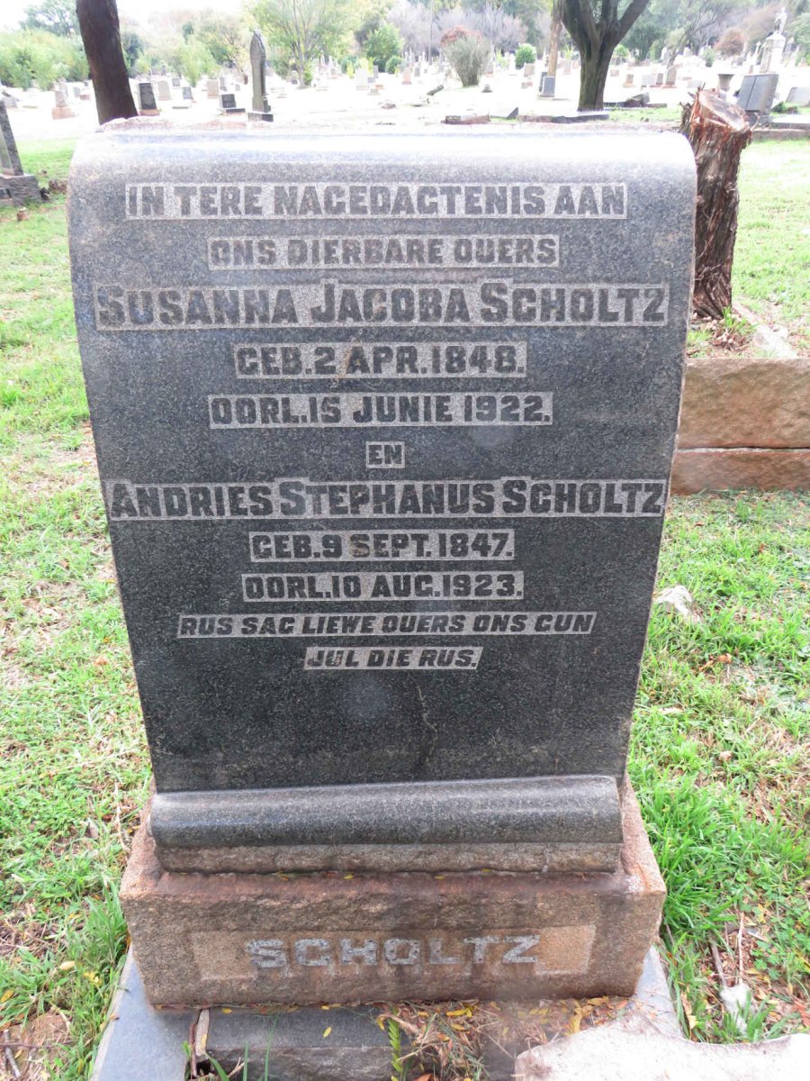 SCHOLTZ Andries Stephanus 1847-1923 &amp; Susanna Jacoba 1848-1922