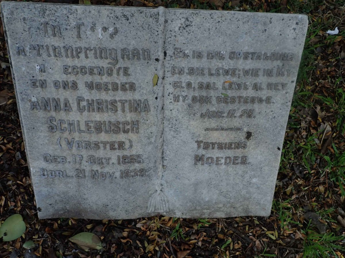 SCHLEBUSCH Anna Christina nee VORSTER 1855-1939
