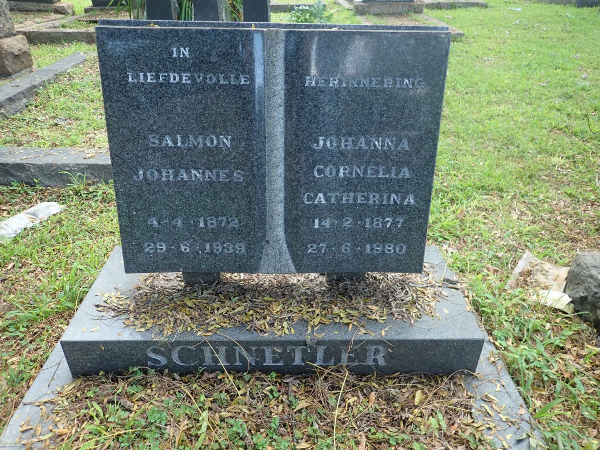 SCHNETLER Salmon Johannes 1872-1939 &amp; Johanna Cornelia Catherina 1877-1980