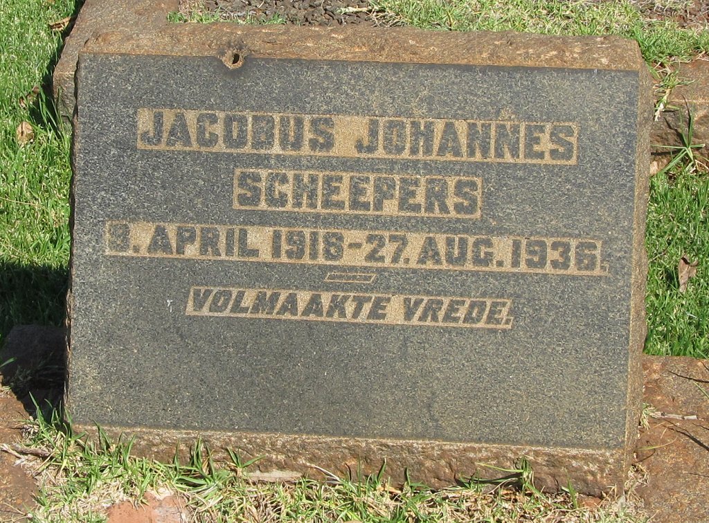 SCHEEPERS Jacobus Johannes 1918-1936