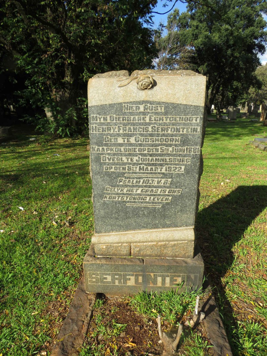 SERFONTEIN Henry Francis 1881-1922