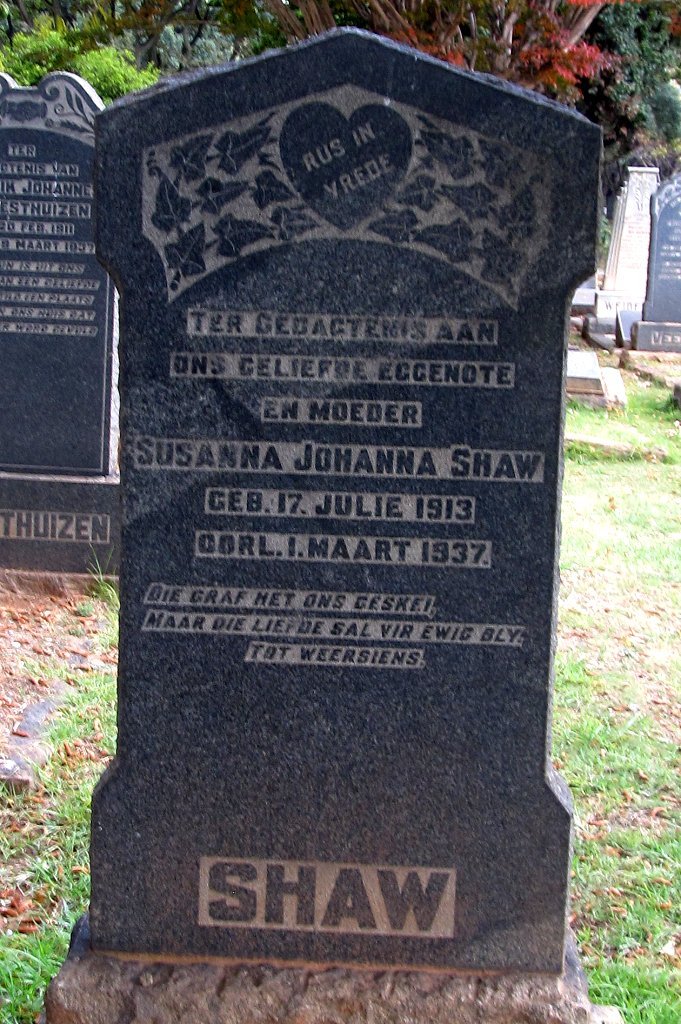SHAW Susanna Johanna 1913-1937