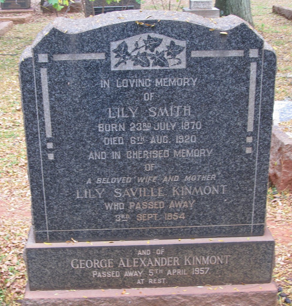 SMITH Lily 1870-1920 :: KINMONT George Alexander -1957 &amp; Lily Saville -1954