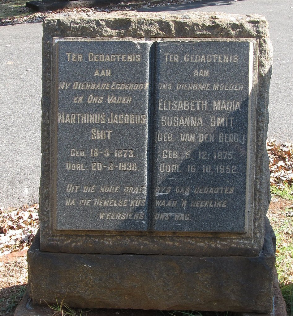 SMIT Marthinus Jacobus 1873-38 &amp; Elisabeth Maria Susanna VAN DEN BERG 1875-1952
