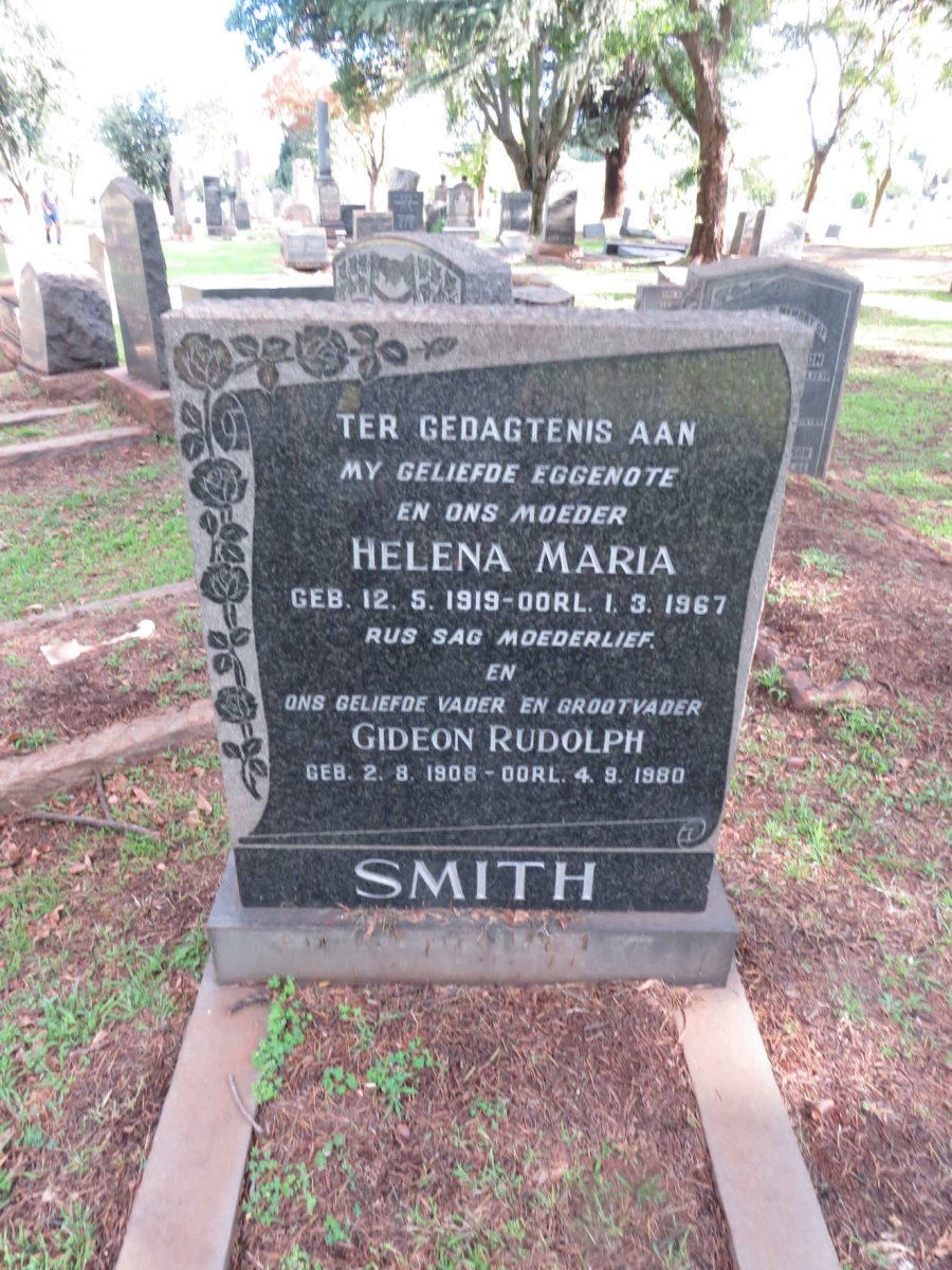 SMITH Gideon Rudolph 1908-1980 &amp; Helena Maria 1919-1967