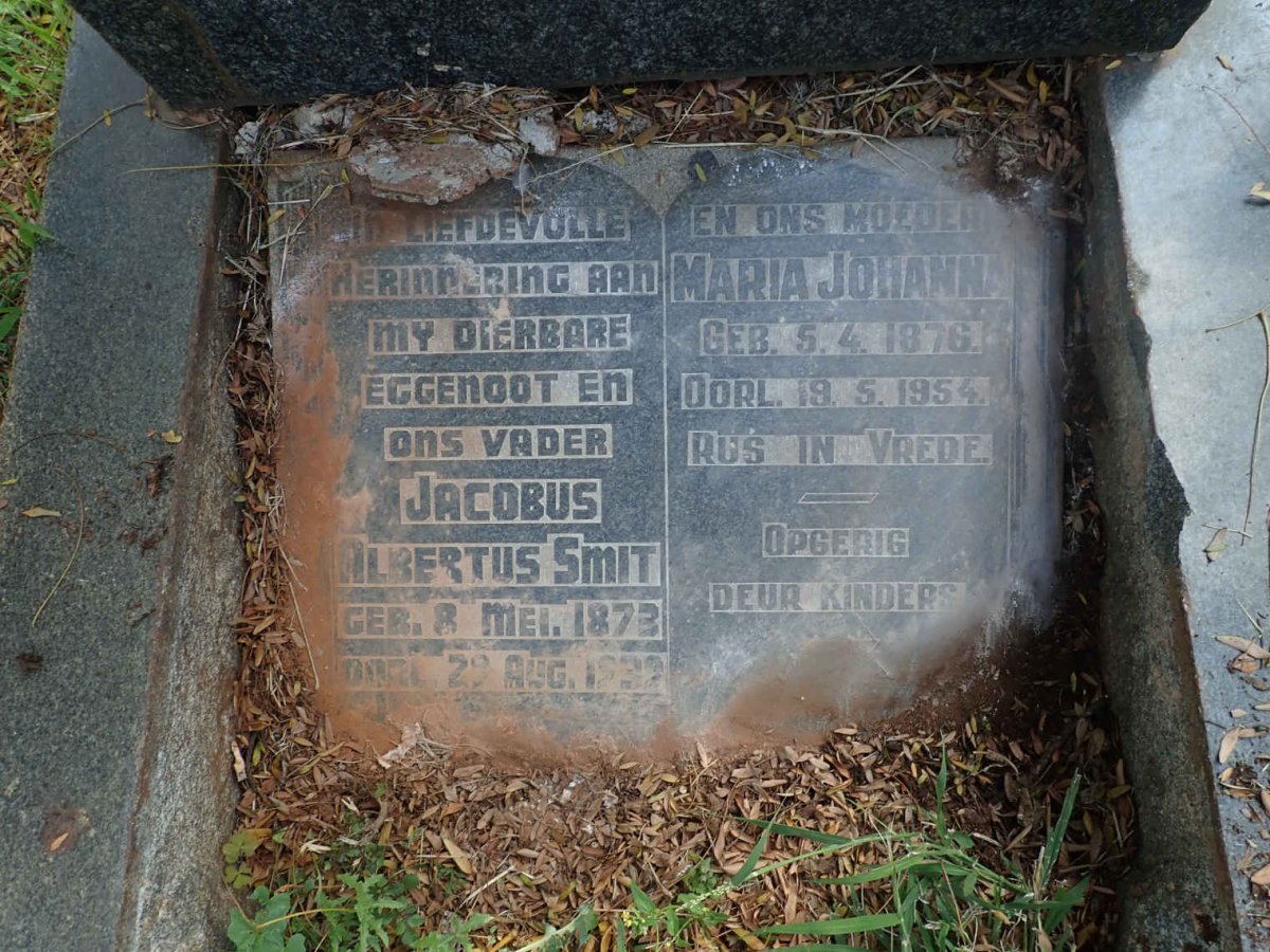 SMIT Jacobus Albertus 1873-1939 &amp; Maria Johanna 1876-1954