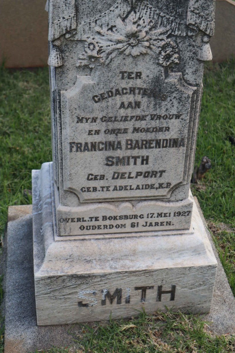 SMITH Francina Barendina nee DELPORT -1927