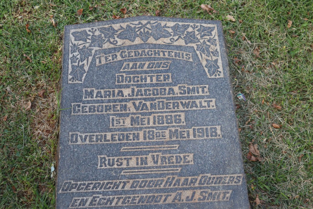 SMIT Maria Jacoba nee VAN DER WALT 1886-1918