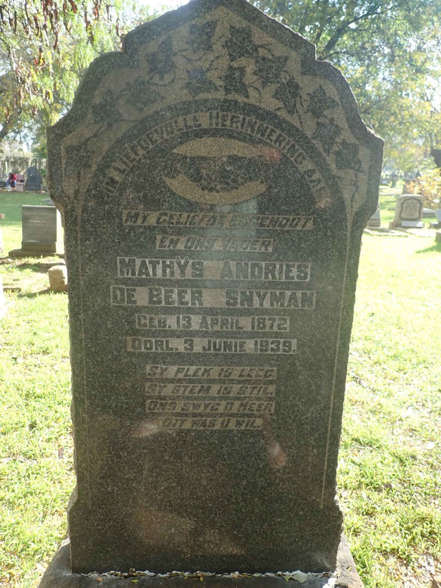 SNYMAN Mathys Andries de Beer 1872-1939