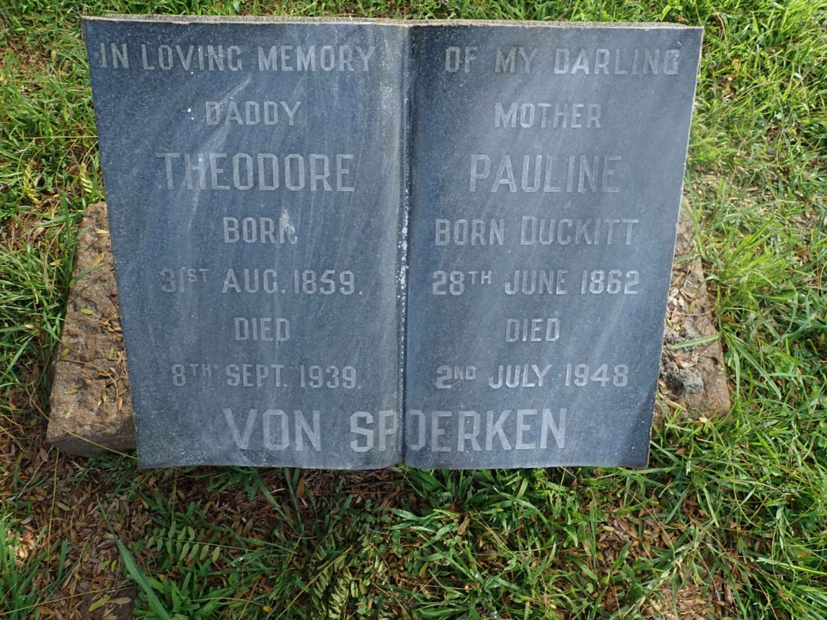 SPOERKEN Theodore, von 1859-1939 &amp; Pauline DUCKITT 1862-1948