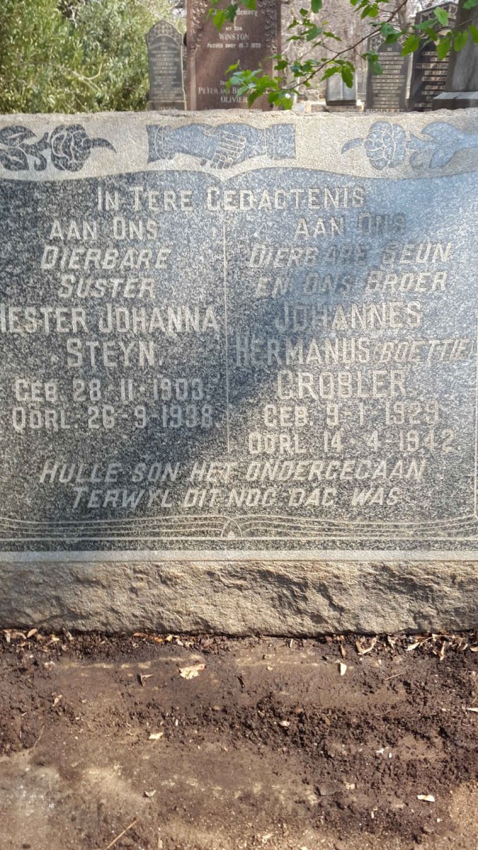 STEYN Hester Johanna 1903-1938 :: GROBLER Johannes Hermanus 1929-1942