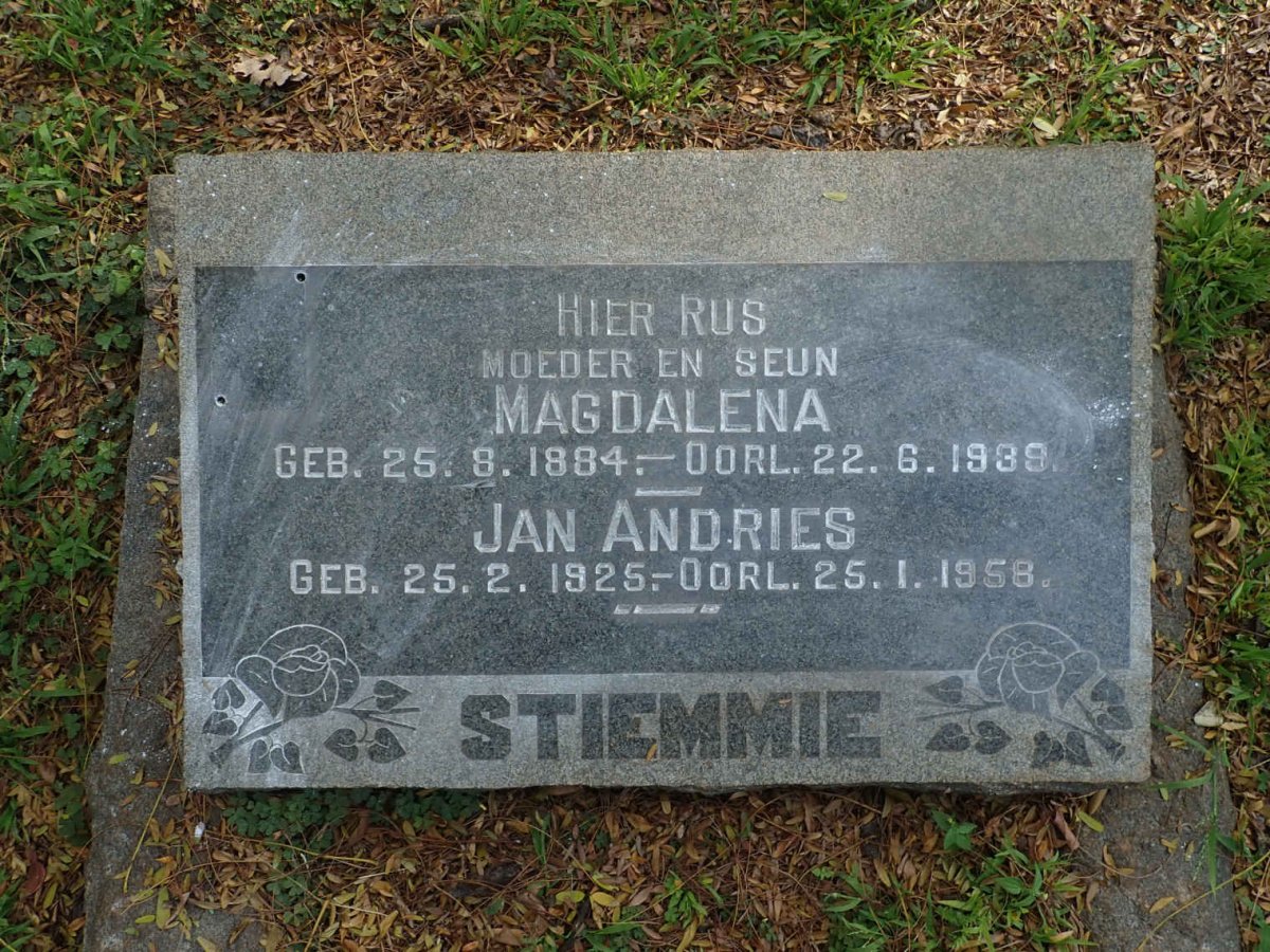 STIEMMIE Magdalena 1884-1939 :: STIEMMIE Jan Andries 1925-1958