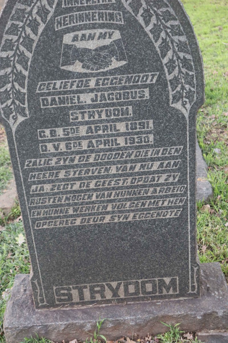 STRYDOM Daniel Jacobus 1891-1930