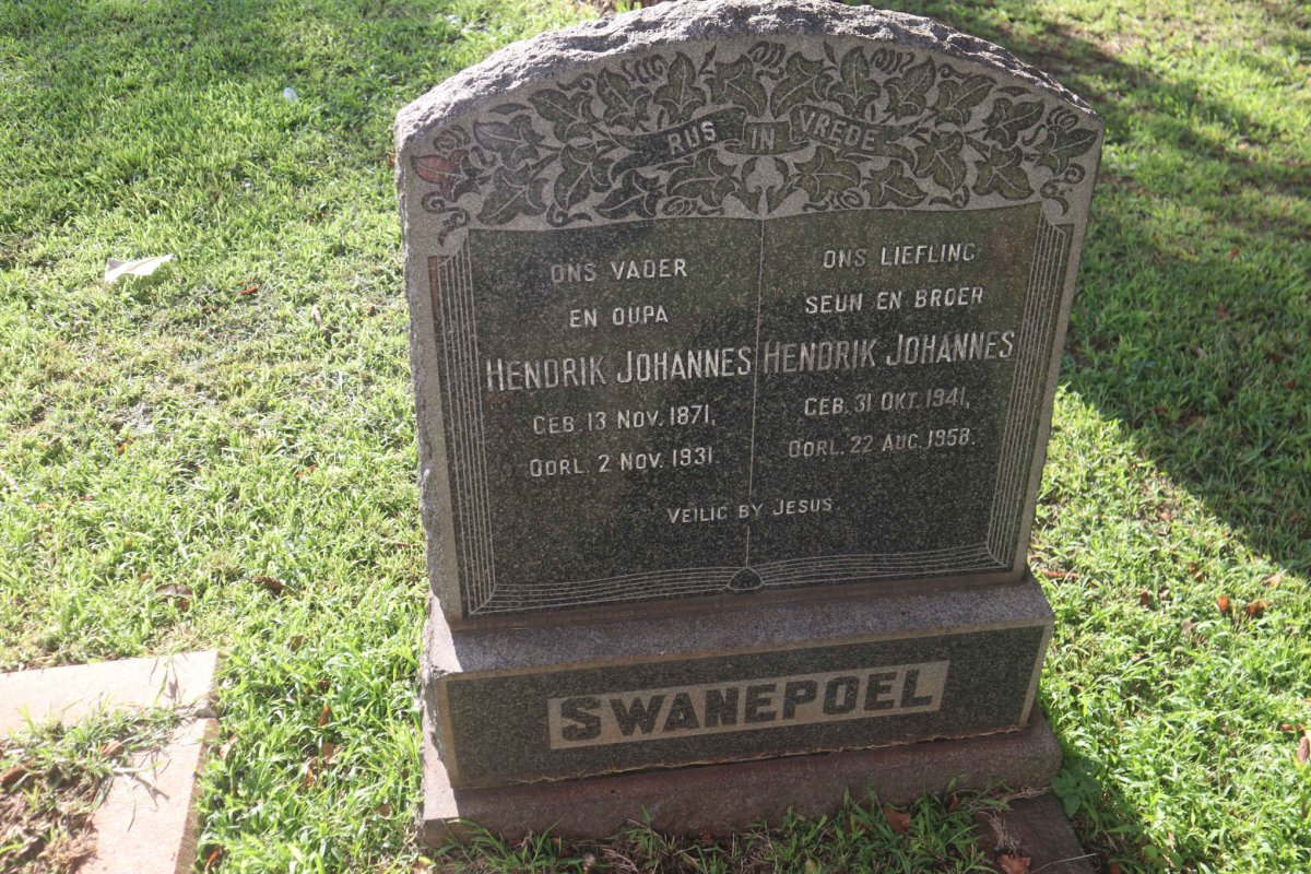 SWANEPOEL Hendrik Johannes 1871-1931 :: SWANEPOEL Hendrik Johannes 1941-1958