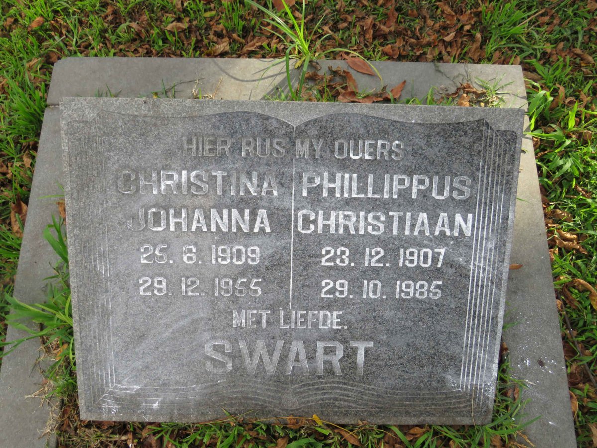 SWART Phillippus Christiaan 1907-1985 &amp; Christina Johanna 1909-1955