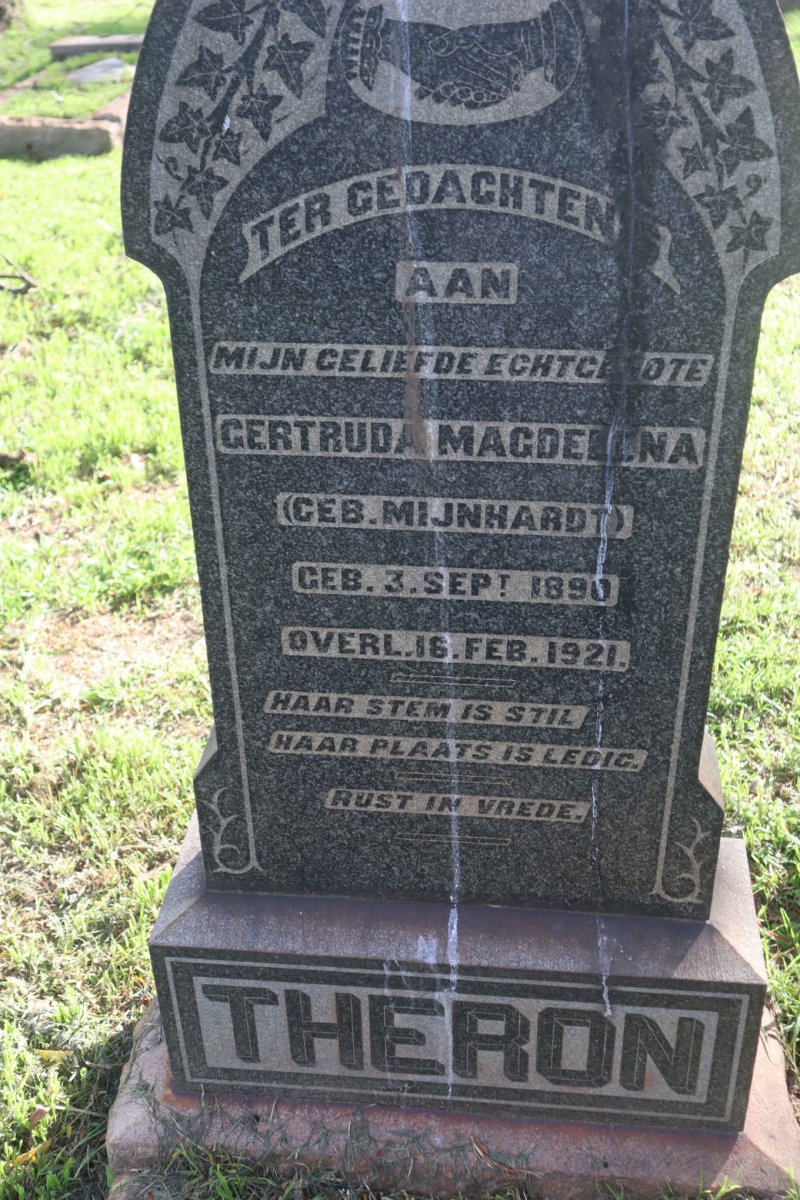 THERON Gertruida Magdelena nee MIJNHARDT 1890-1921