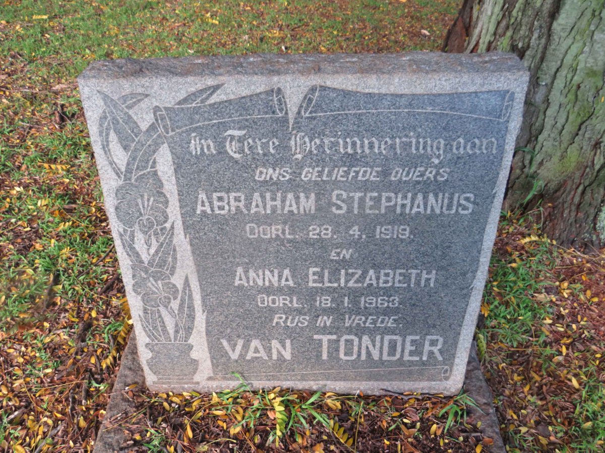 TONDER Abraham Stephanus, van -1919 &amp; Anna Elizabeth -1963