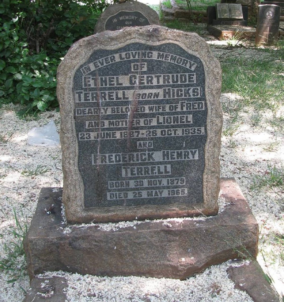 TERRELL Frederick Henry 1879-1965 &amp; Ethel Gertrude HICKS 1887-1935