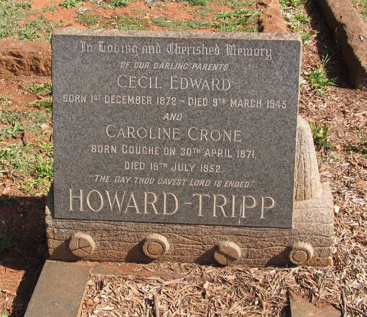 TRIPP Cecil Edward, Howard 1872-1945 &amp; Caroline Crone COUCHE 1871-1952