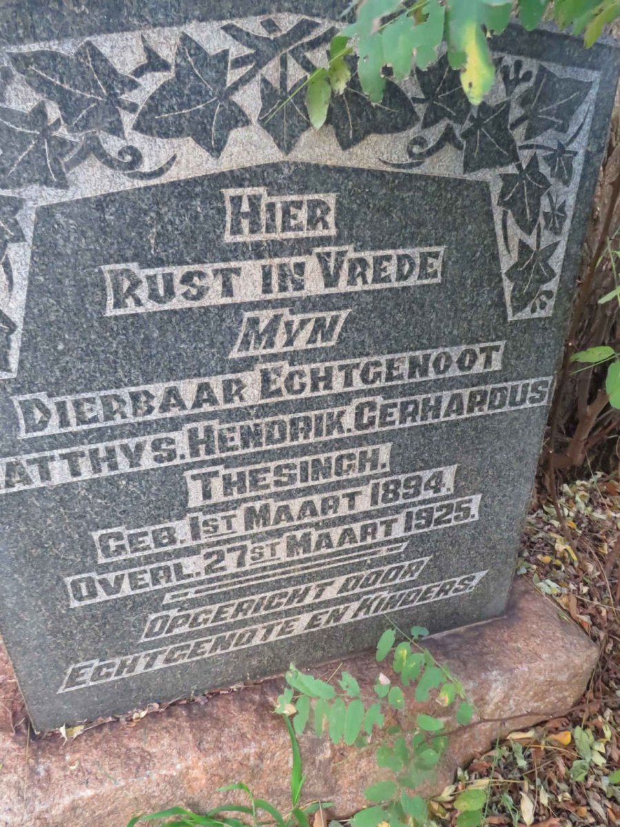 THESINGH Matthys Hendrik Gerhardus 1894-1925
