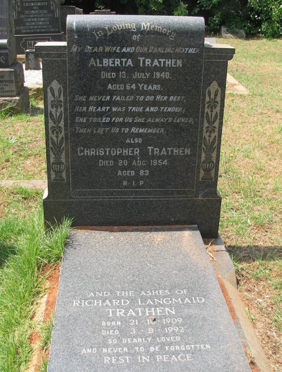 TRATHEN Christopher -1954 &amp; Alberta -1940 :: TRATHEN Richard Langmaid 1909-1992
