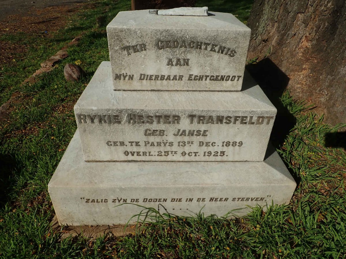 TRANSFELDT Rykie Hester nee JANSE 1889-1925