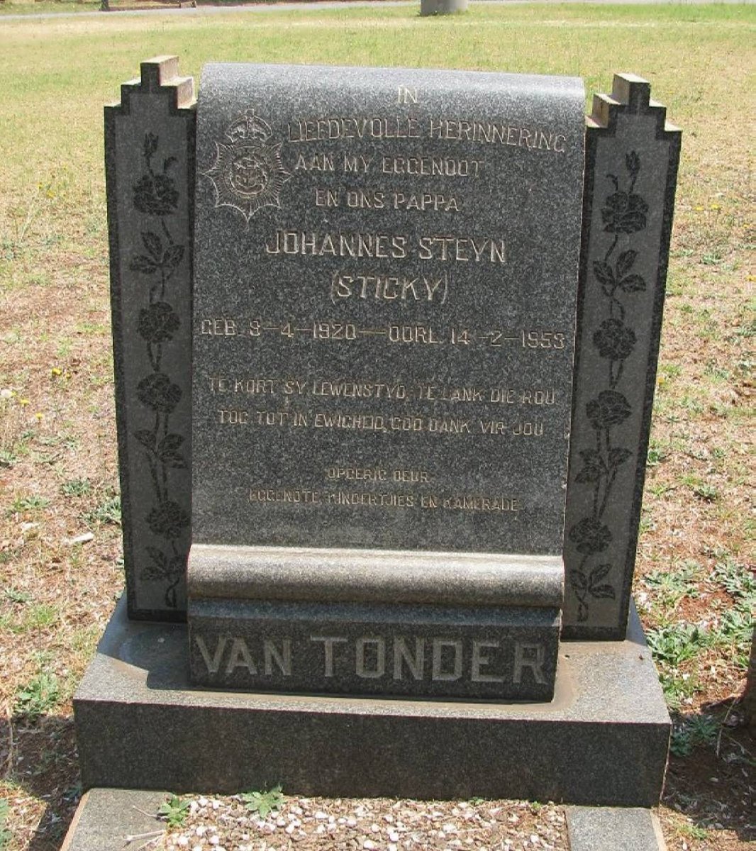 TONDER Johannes Steyn, van 1920-1953
