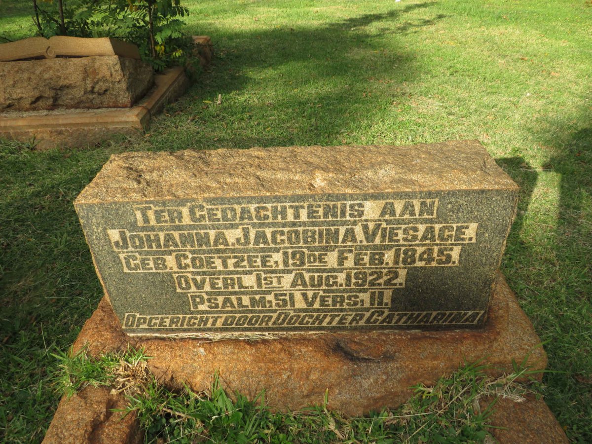 VIESAGE Johanna Jacobina nee COETZEE 1845-1922