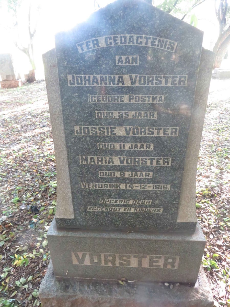 VORSTER Johanna nee POSTMA :: VORSTER Jossie :: VORSTER Maria -1919