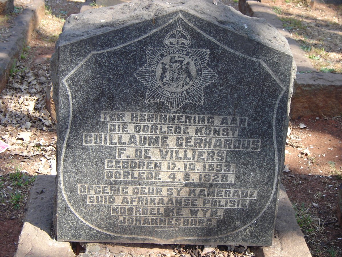 VILLIERS Guillaume Gerhardus F., de 1893-1929
