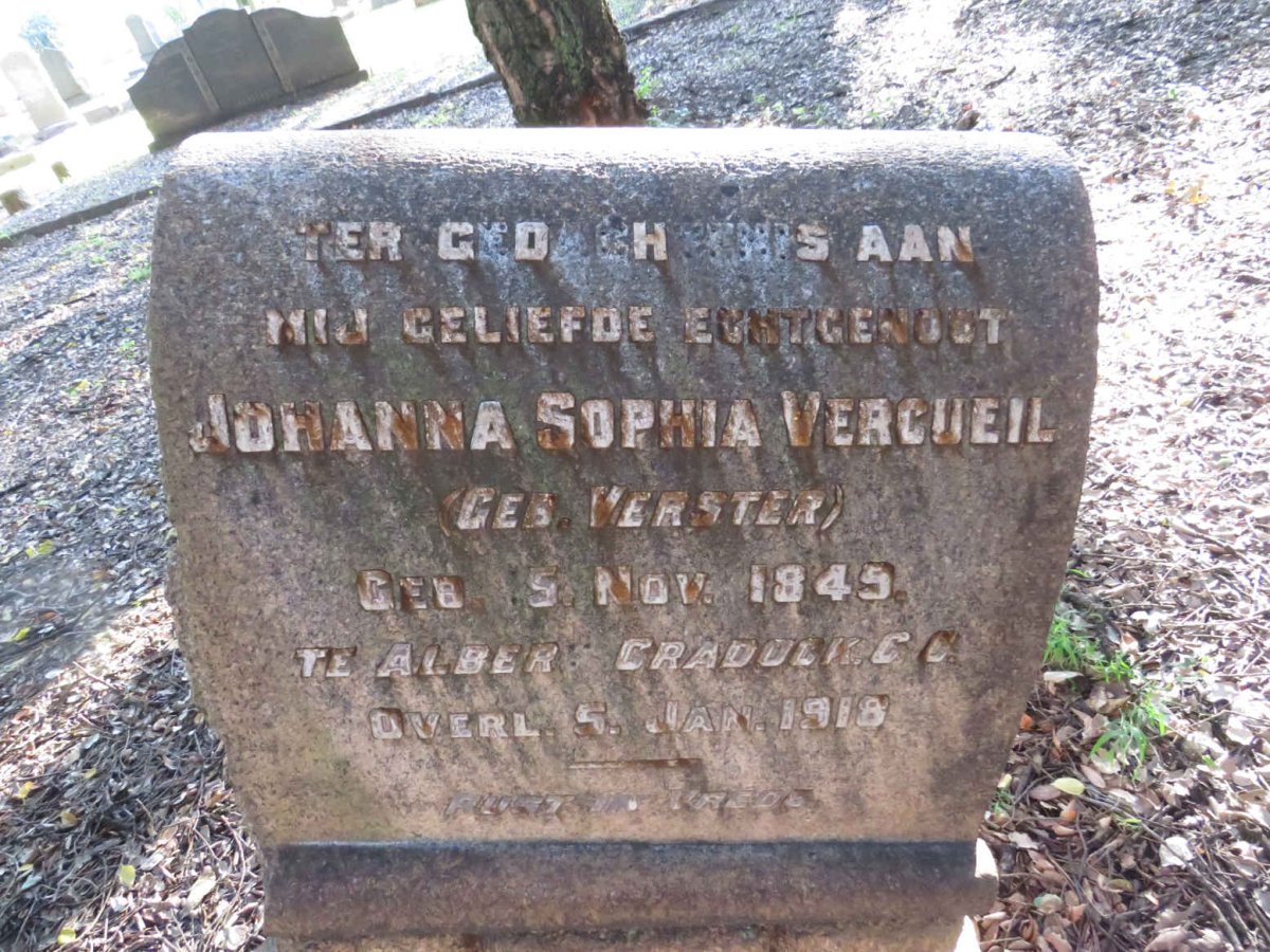 VERCUEIL Johanna Sophia nee VERSTER 1849-1918