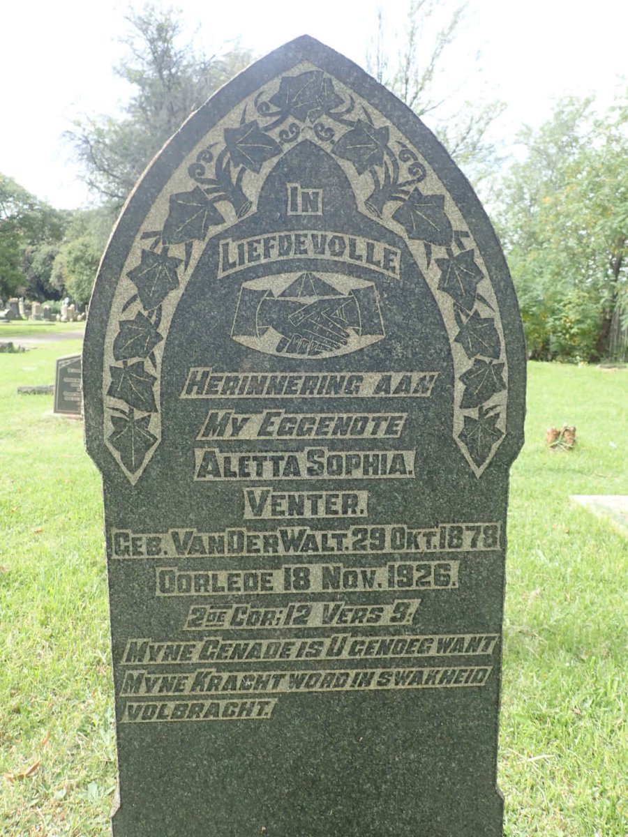 VENTER Aletta Sophia nee VAN DER WALT 1878-1926