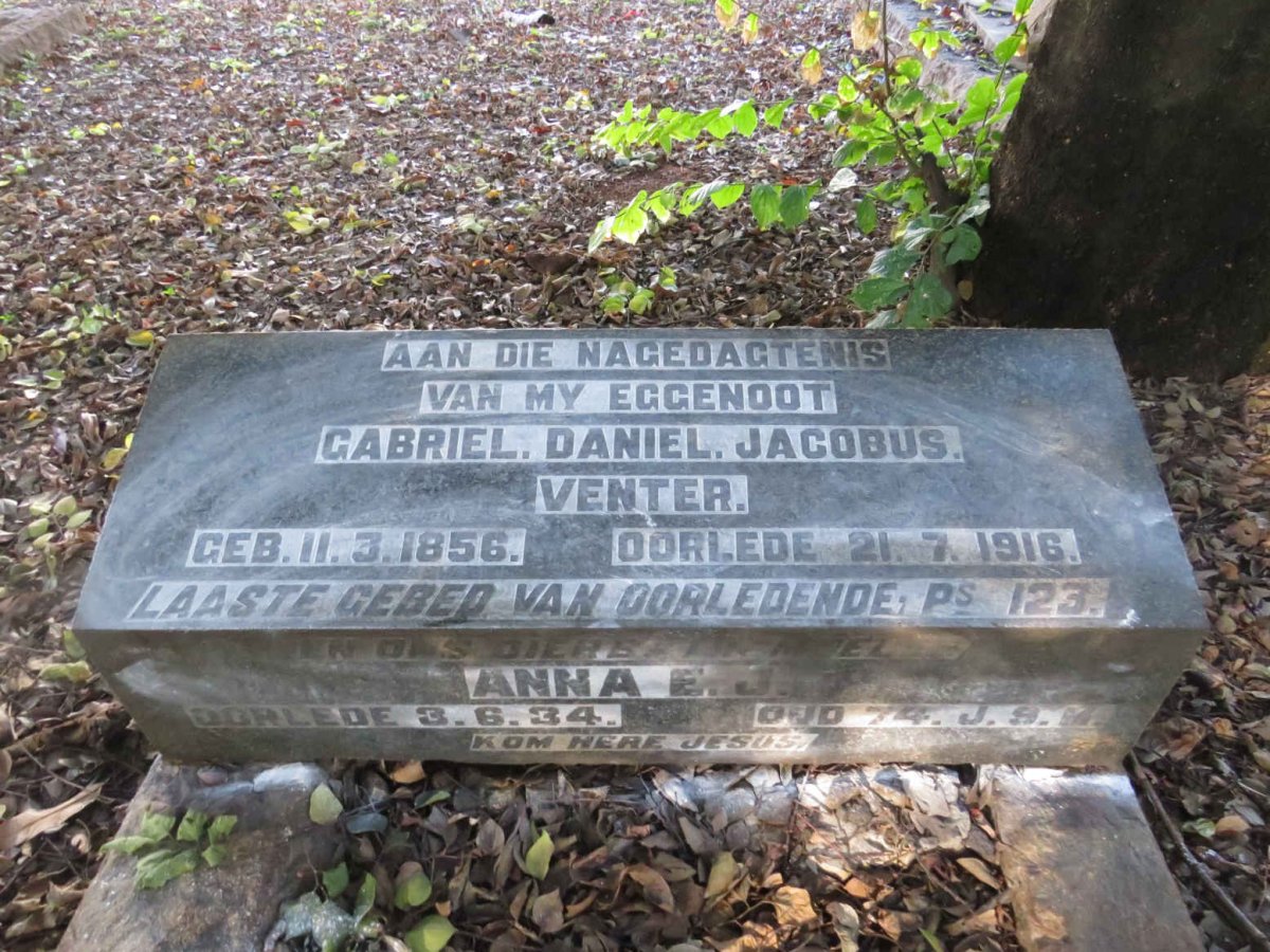 VENTER Gabriel Daniel Jacobus 1856-1916 &amp; Anna E.J.  -1934