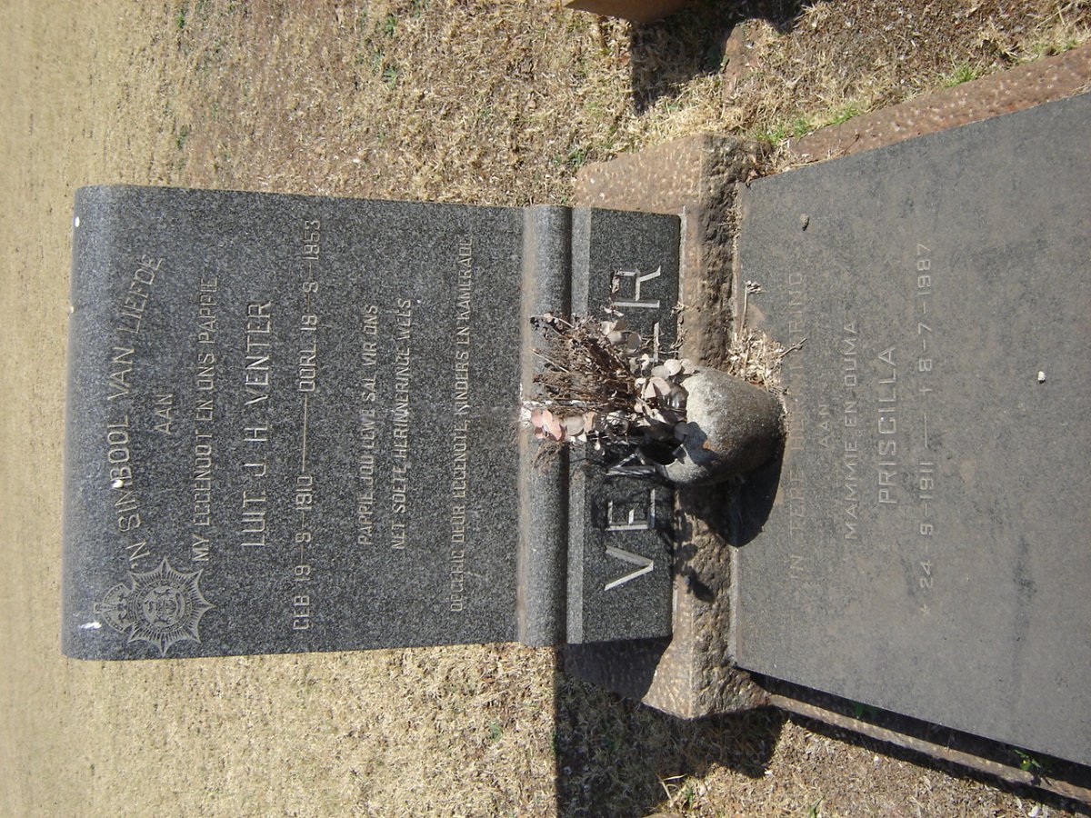VENTER J.H. 1910-1953 &amp; Priscilla 1911-1987